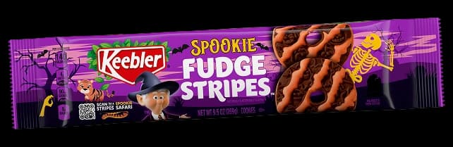 A package of Keebler Spookie Fudge Stripes cookies